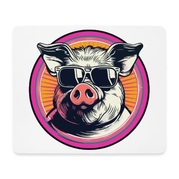 Coolres Schwein mit Sonnenbrille - Mousepad (Querformat) - Weiß - Vorne