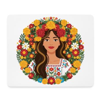 Fleurs Sauvages Fille Mexicaine Fleurs - Tapis de souris (format paysage) - blanc - Devant