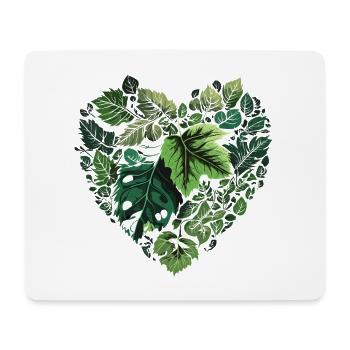 Leaf Heart Nature Pattern - Mouse Pad (horizontal) - white - Front