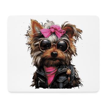 Coole Yorkshire Terrier Lady - Mousepad (Querformat) - Weiß - Vorne