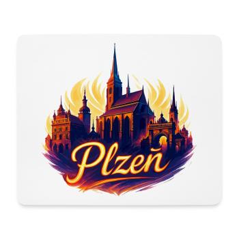 Pilsen Plzeň Stadt Tschechien Silhouette Geschenk - Mousepad (Querformat) - Weiß - Vorne