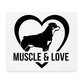 Rottweiler Muscle & Love Silhouette Hundehalter - Mousepad (Querformat) - Weiß - Vorne