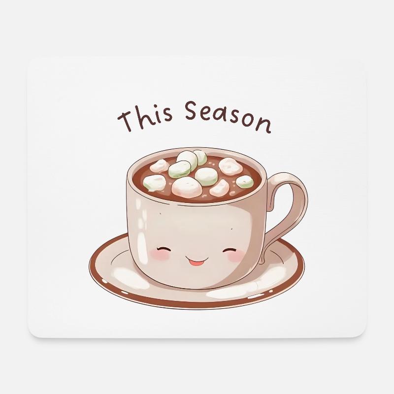 Anime Hot Chocolate – This Season Cozy Vibes - Mousepad (Querformat) - Weiß