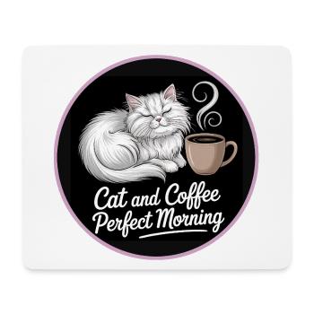 Cat and Coffee Perfect Morning - Mouse Pad (horizontal) - white - Front