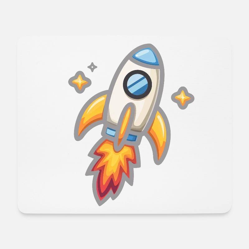 Fusée de dessin animé dans le style néon - Tapis de souris (format paysage) - blanc