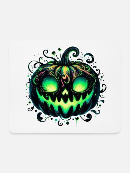 Neon Kürbis Wirbel Halloween - Mousepad (Querformat) - Weiß