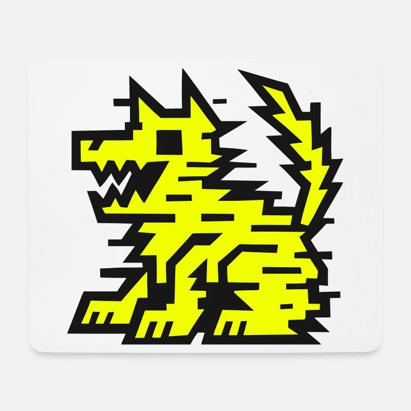 Glitch Neon Dog - Mousepad (Querformat) - Weiß