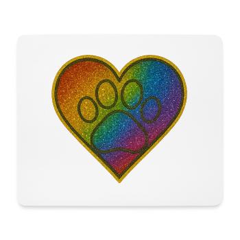 Regenbogen Herzenspfote Glitzer - Mousepad (Querformat) - Weiß - Vorne