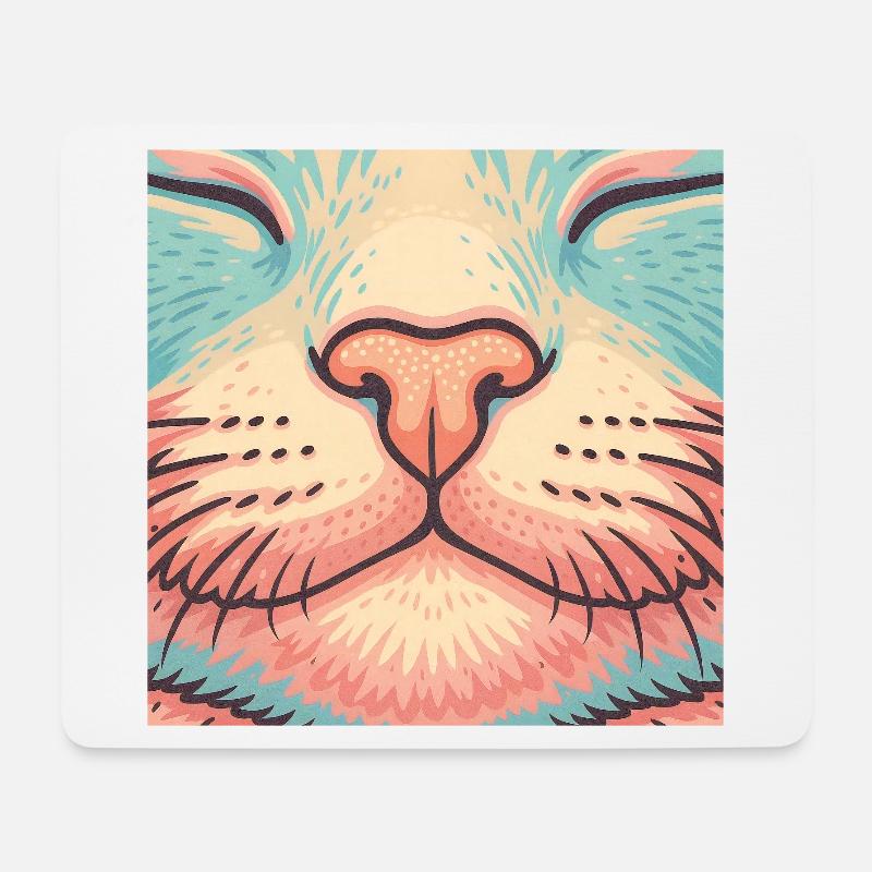Retro Katzennase – Bunte Schnurrhaare Illustration - Mousepad (Querformat) - Weiß
