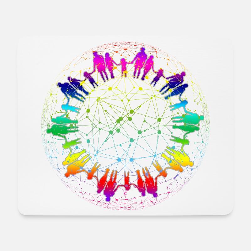 Regenbogen Netz der Gemeinschaft - Mousepad (Querformat) - Weiß