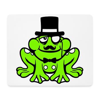M. Grenouille Sir M. Rich Monocle Lunettes Chapeau haut de forme - Tapis de souris (format paysage) - blanc - Devant