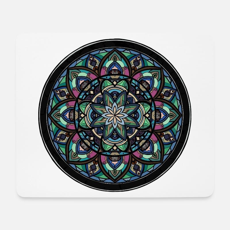 Mandala Color Wheel Center - Mouse Pad (horizontal) - white