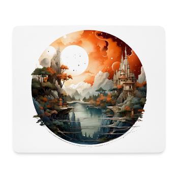 Orange Moon Landscape Fortresses - Mouse Pad (horizontal) - white - Front