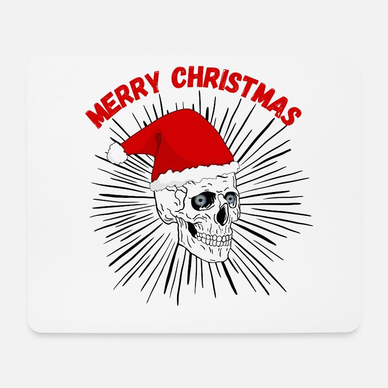 Weihnachtsschädel mit rotem Gothic Hut - Mousepad (Querformat) - Weiß