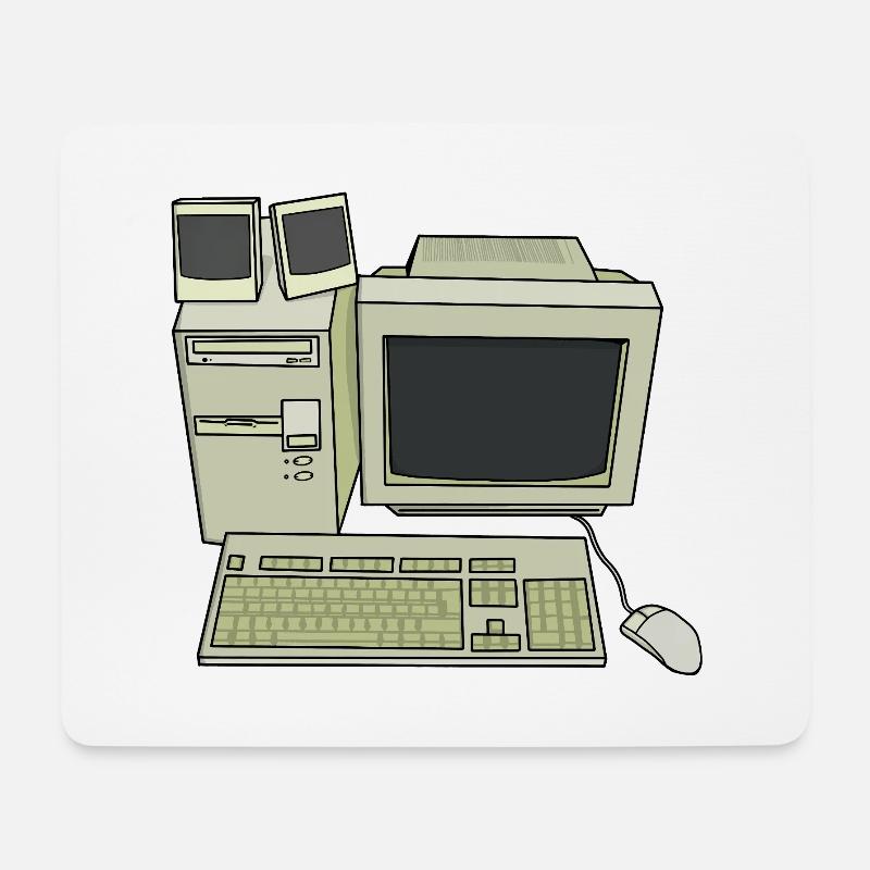 Retro Computer Desk Einrichtung - Mousepad (Querformat) - Weiß