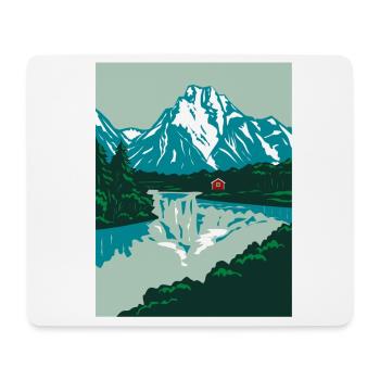 Norwegen Landaschaft mit roten Holhaus  - Mousepad (Querformat) - Weiß - Vorne