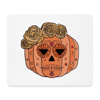 Blumen Zucker Schädel Kürbis Gesicht - Mousepad (Querformat) - Weiß - Vorne
