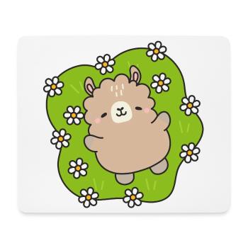 Glücklicher Bär im Blumengarten - Mousepad (Querformat) - Weiß - Vorne