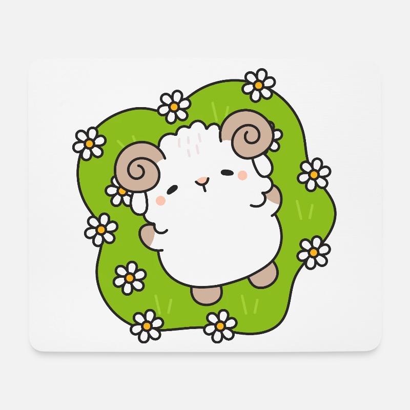 Verzauberte Schafe im Frühling - Mousepad (Querformat) - Weiß