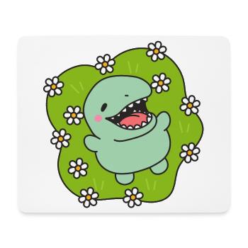 Happy Dinosaur in Spring - Mouse Pad (horizontal) - white - Front