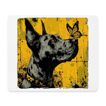Drôle de dogue allemand et de papillon - Tapis de souris (format paysage) - blanc - Devant