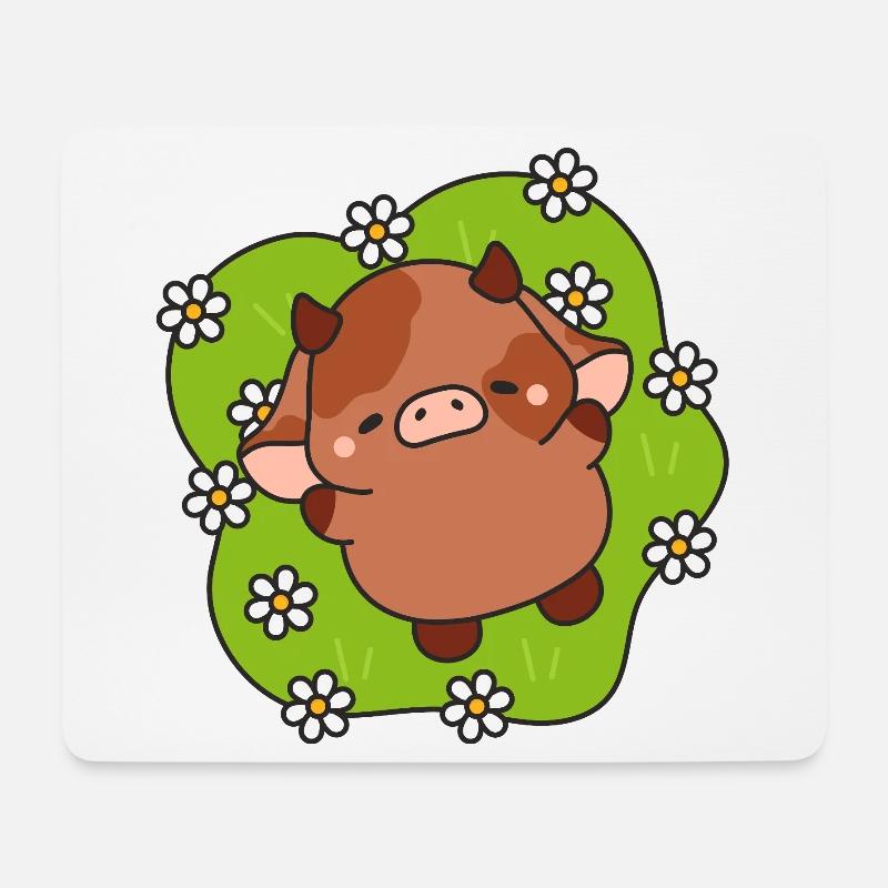 P'tit vachette Printemps - Mousepad (Querformat) - Weiß