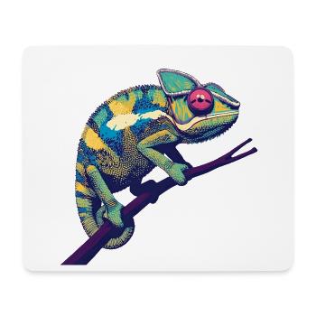Pop Art Chameleon – Colorful Animal Motif - Mouse Pad (horizontal) - white - Front