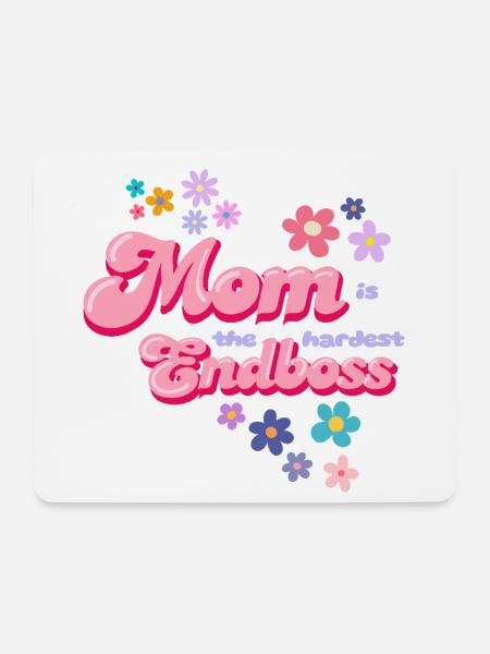 Mom is der Endboss Blumenstil - Mousepad (Querformat) - Weiß