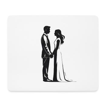 Couple de mariés - Logo Cool Silhouette - Tapis de souris (format paysage) - blanc - Devant
