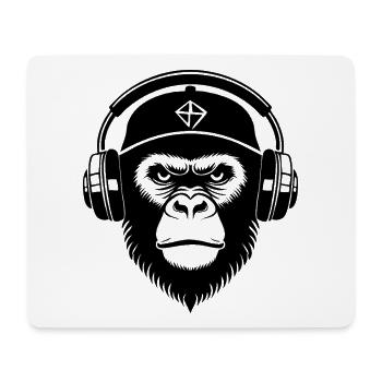 Vinyl Turntable Street Retro Monkey Head Shirt - Mouse Pad (horizontal) - white - Front