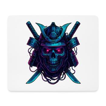 Cyber Samurai Skull Neon Design - Mouse Pad (horizontal) - white - Front