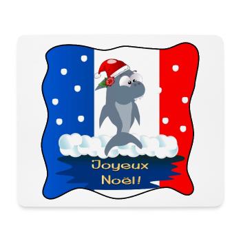 Frohe Weihnachten Sharks Frankreich - Mousepad (Querformat) - Weiß - Vorne