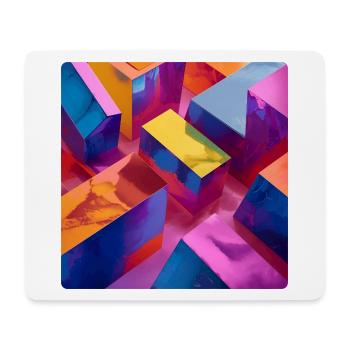 Blocs 3D néon colorés avec effet brillant - Tapis de souris (format paysage) - blanc - Devant