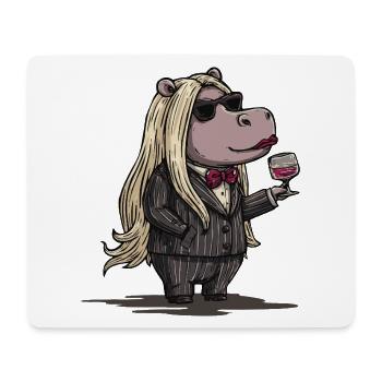 Stylish Gangster Hippo - Mousepad (Querformat) - Weiß - Vorne
