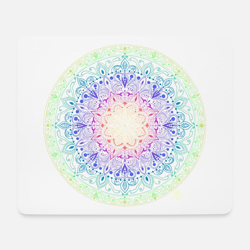 Fusion de mandala arc-en-ciel - Tapis de souris (format paysage) - blanc