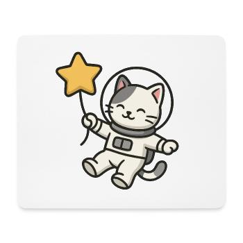 Süße Astro Katze mit Stern Ballon - Mousepad (Querformat) - Weiß - Vorne