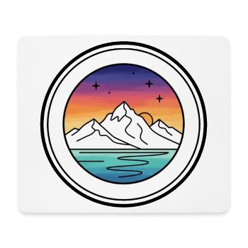 Bergsee Sonnenuntergang Kreis - Mousepad (Querformat) - Weiß - Vorne