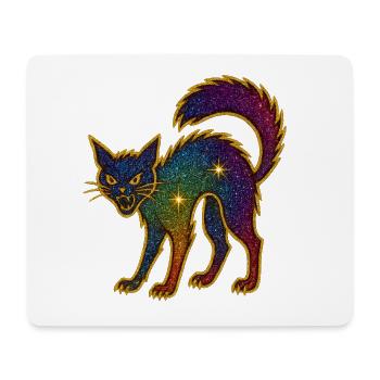 Galaktische Glitzerkatze zu Halloween - Mousepad (Querformat) - Weiß - Vorne
