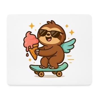 Cool Sloth Skateboard Treat Cone - Mousepad (Querformat) - Weiß - Vorne