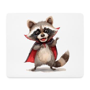Lustiger Dracula-Waschbär – Halloween Design - Mousepad (Querformat) - Weiß - Vorne