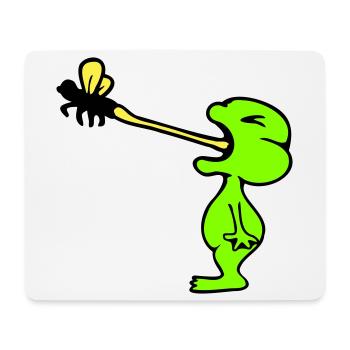 Frog catches fly tongue mosquito eat hunger toad - Mouse Pad (horizontal) - white - Front