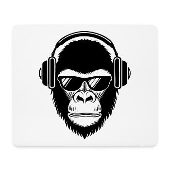 Entspannter Affe Wireless Kopfhörer Café Shirt - Mousepad (Querformat) - Weiß - Vorne