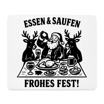 Weihnachten Gelage Essen und Saufen Santa Claus - Mousepad (Querformat) - Weiß - Vorne