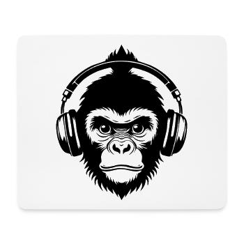 Affenkopf Dutt DJ Sound Kopfhörer Shirt - Mousepad (Querformat) - Weiß - Vorne