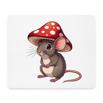 Mäuschen mit Fliegenpilz-Hut Süßes Waldmotiv - Mousepad (Querformat) - Weiß - Vorne
