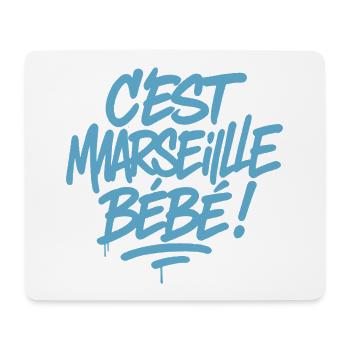 C’est Marseille Bébé – Tag bleu graffiti - Tapis de souris (format paysage) - blanc - Devant