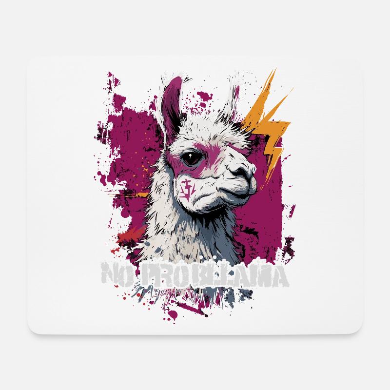 Cooles Lama Alpaka - Mousepad (Querformat) - Weiß