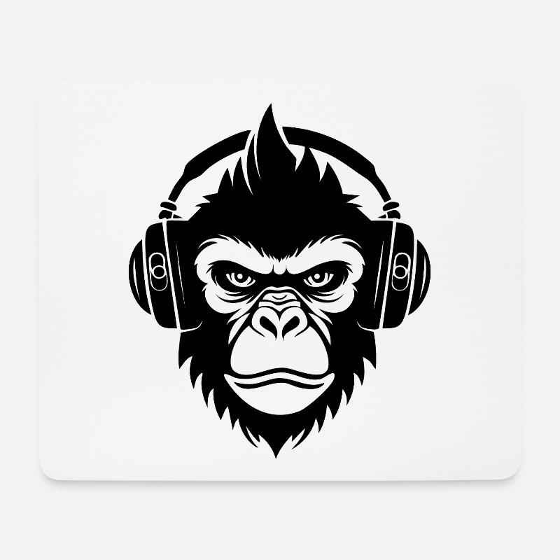 Rebellischer Affenkopf Punk Club Sound Shirt - Mousepad (Querformat) - Weiß