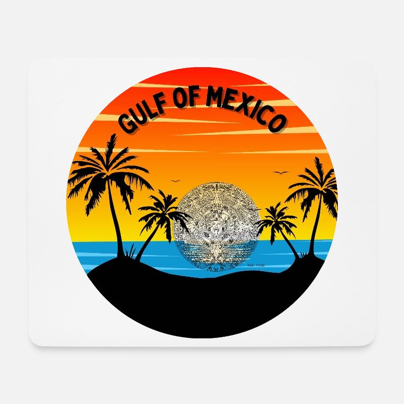 Golf von Mexiko Sonnenuntergang Palme - Mousepad (Querformat) - Weiß