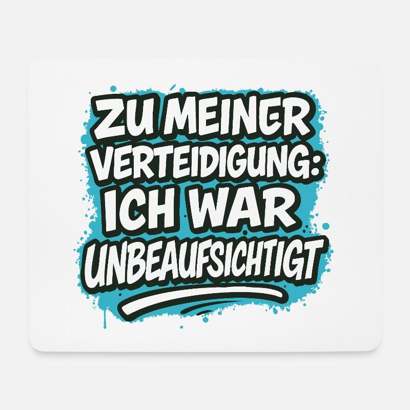 Zu meiner Verteidigung – ich war unbeaufsichtigt - Mousepad (Querformat) - Weiß